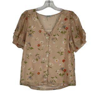 Madewell 100% Silk Pembroke Top in Seaside Floral button down size XS